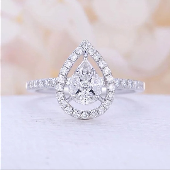 New Women’s 925 Silver Diamond Beautiful Ring - Picture 2 of 4